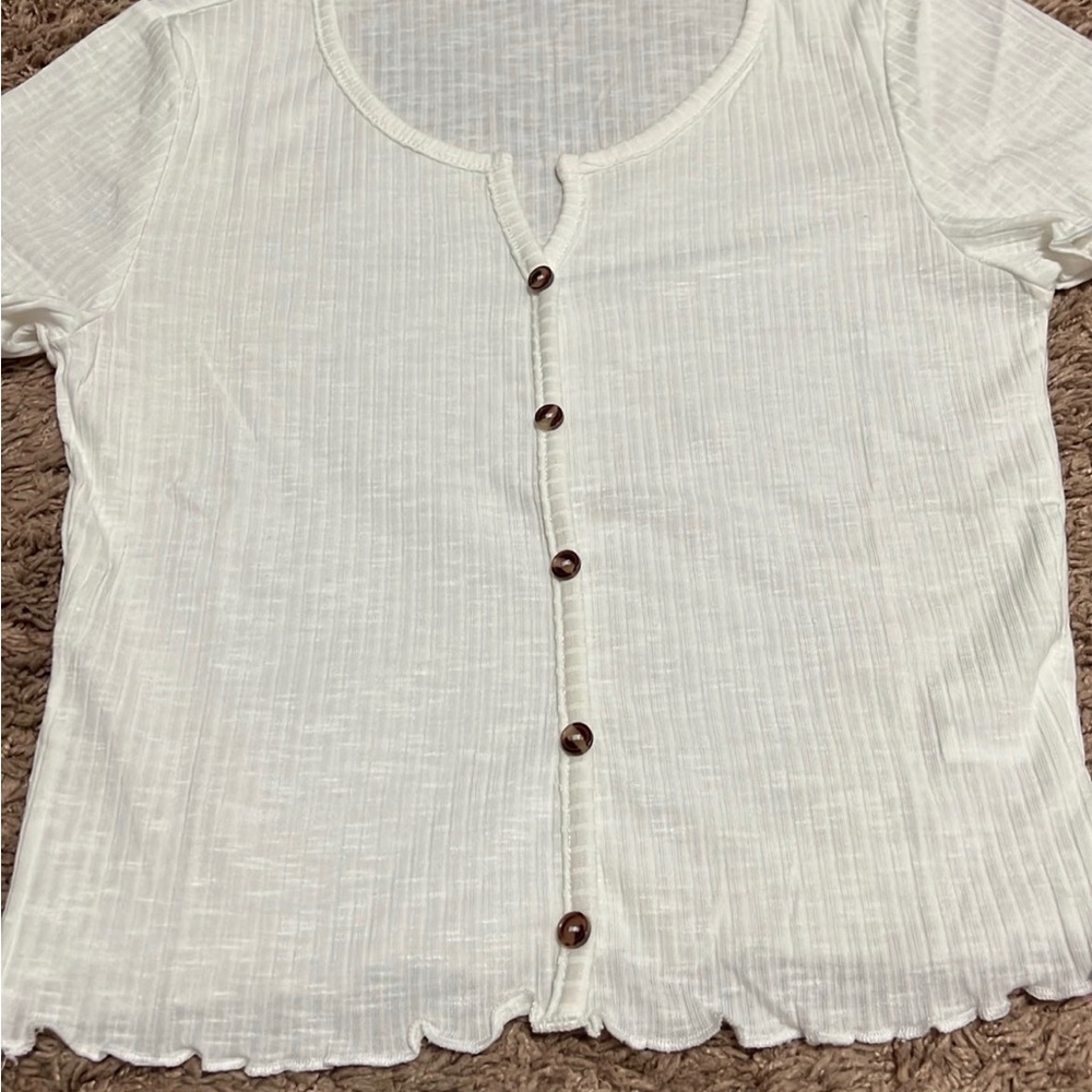 Off White Button Front Top - Picture 5 of 11